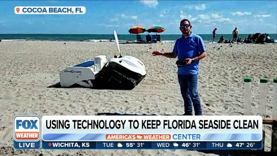 Solar-powered robot helping to clean plastic, trash from Cocoa Beach in FL