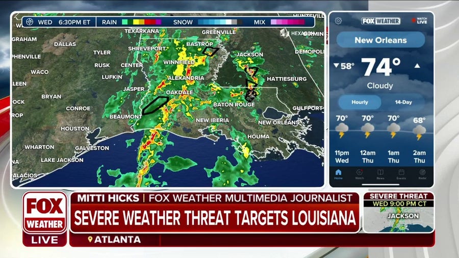 Overnight severe weather brings flooding threat to Louisiana