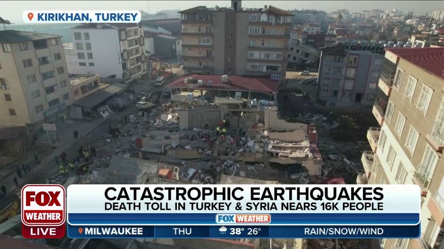 Death toll from earthquakes that struck Turkey and Syria nears 16,000