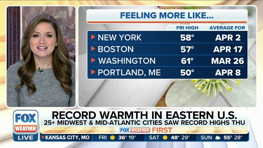 Record-high temperatures are in jeopardy as spring warmth continues across Eastern US