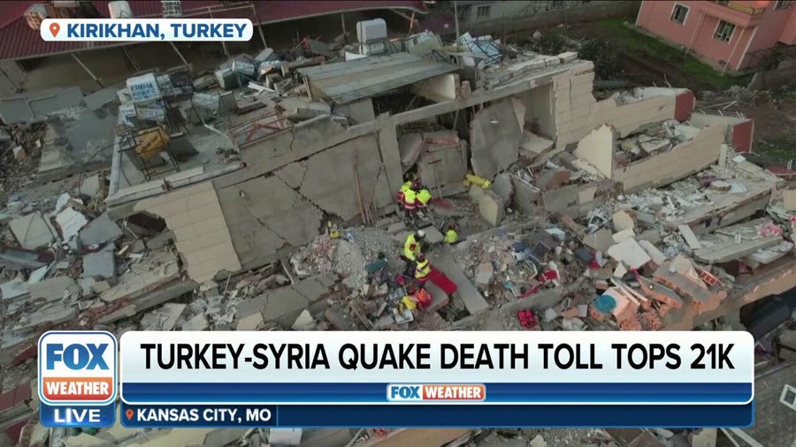 Turkey-Syria earthquake death toll now tops 21,000