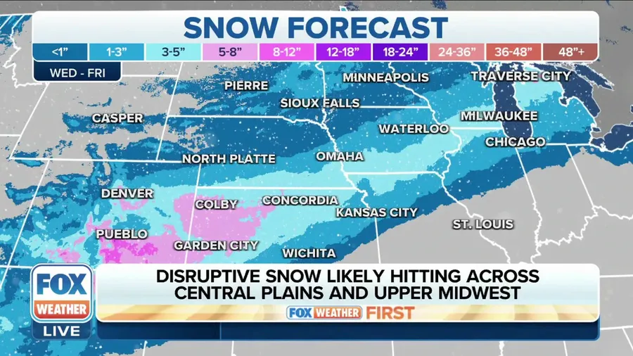 Winter storm to dump heavy snow across Central Plains, Upper Midwest
