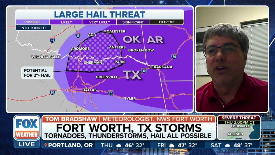 Fort Worth, Texas sees threat of hail with storms