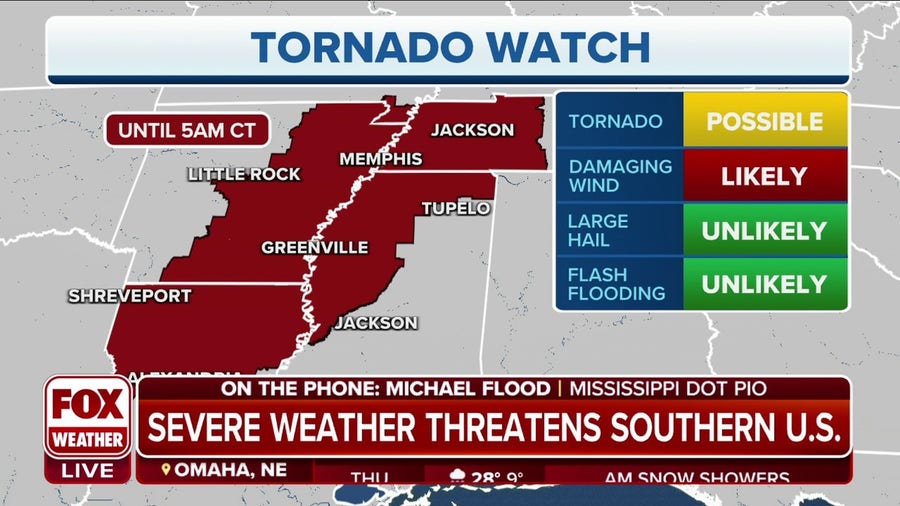 Severe storms move through northern Mississippi, tornadoes possible