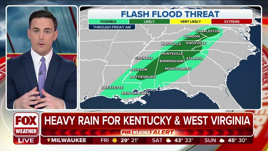 Flash flood threat continues for South and Ohio Valley