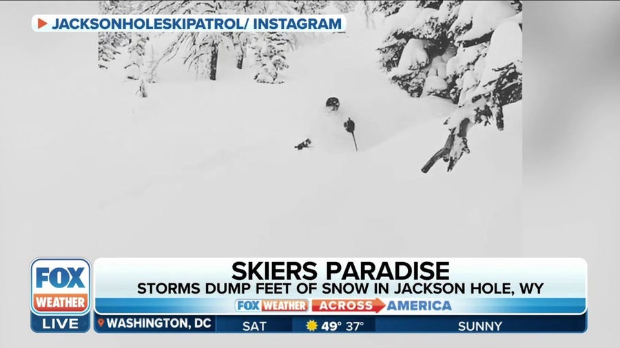 Jackson Hole Ski Patrol enjoys the snow while monitoring for avalanches