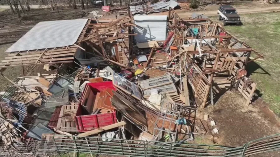 Drone footage captures tornado damage in Ripley, Mississippi