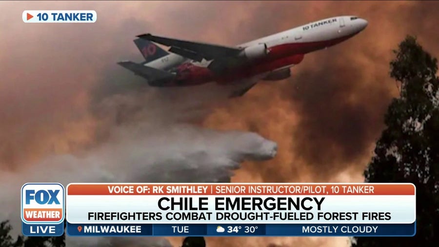 DC-10 Air Tanker combatting wildfires in Chile