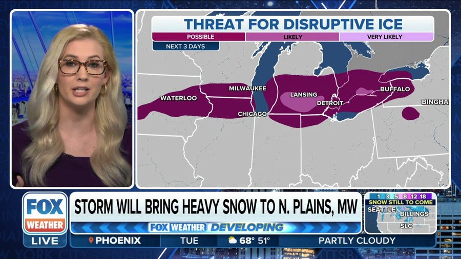 Disruptive ice threat stretches from Midwest to Northeast