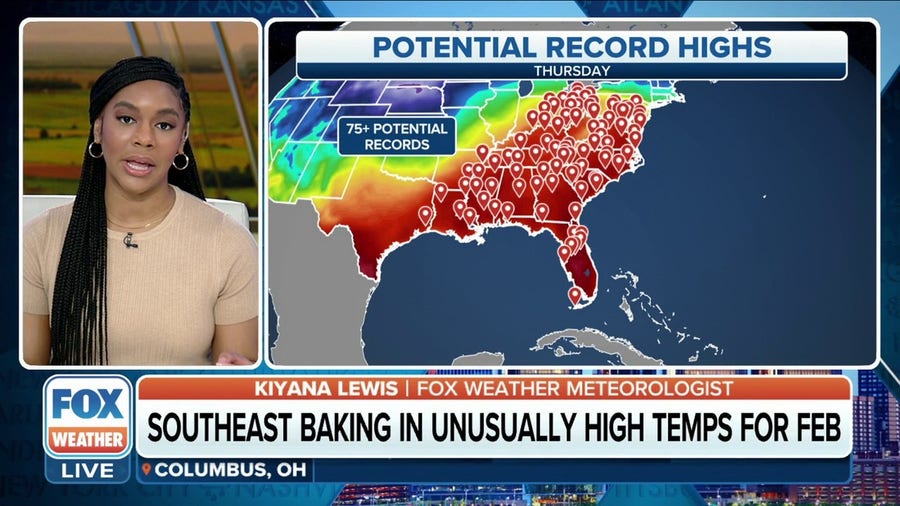 February record-highs in jeopardy across eastern US