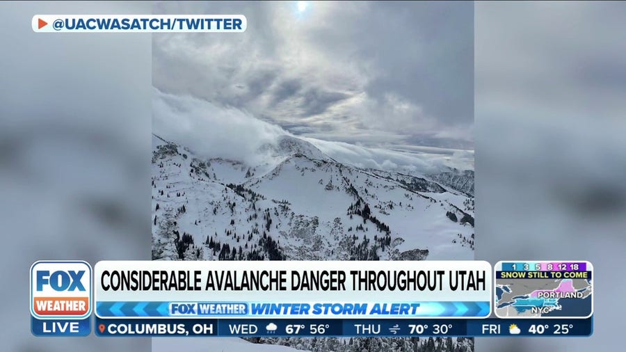 Considerable avalanche danger in Utah due to intense snowfall