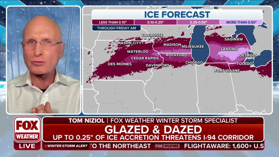 Coast-to-coast storm ice threat stretches from the Midwest to New England