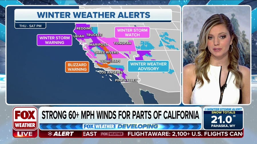 Rare Blizzard Warnings across Southern California