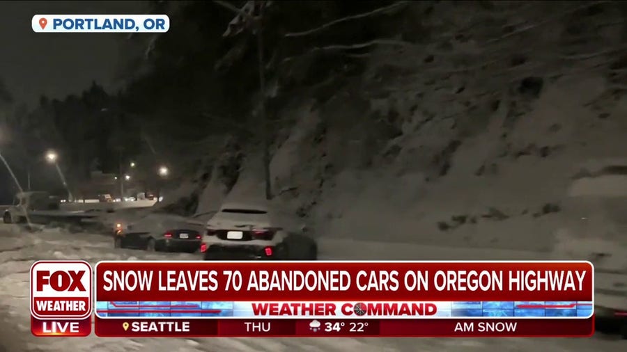 70 cars abandoned on Oregon highway due to heavy snow from winter storm