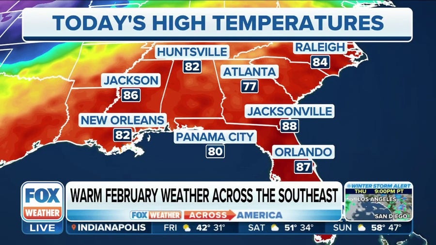 Southeast stays unseasonably warm as weekend nears