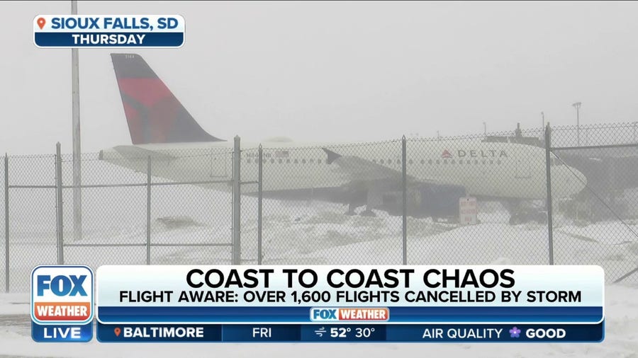 Flight delays, cancellations likely to continue as coast-to-coast storm makes way across country