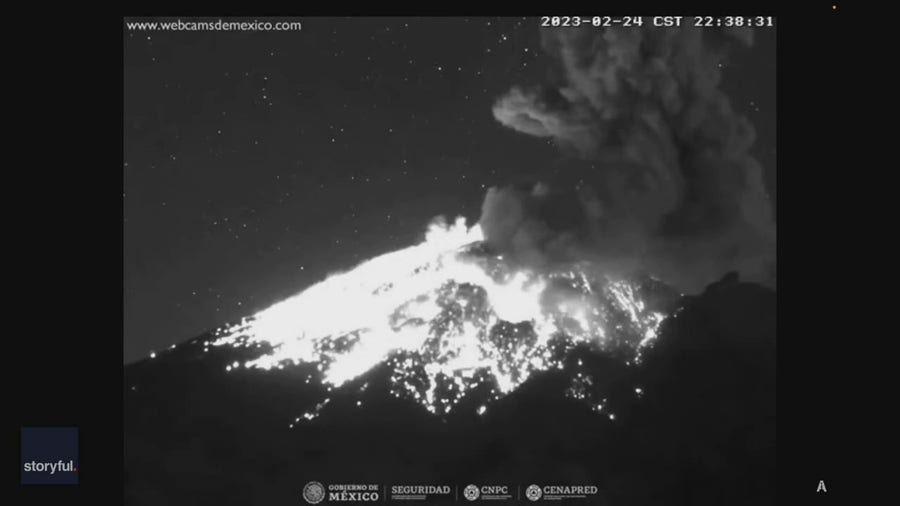 Watch: Mexico's Popocatepetl volcano erupts shooting lava into the night sky