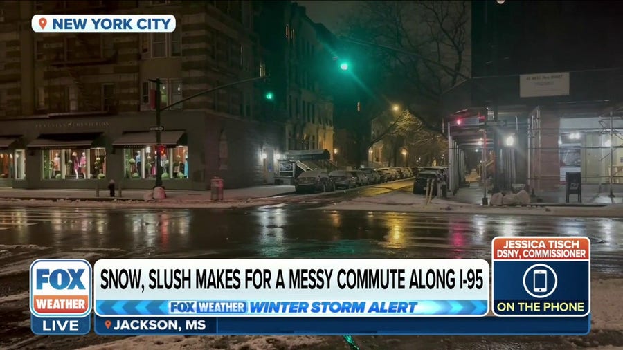 Snow, slush makes for messy commute in New York City