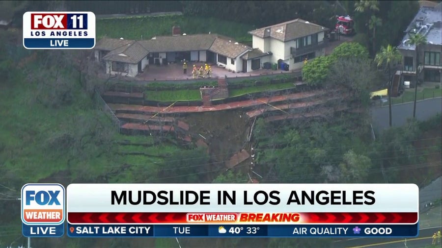 Mudslide threatening homes in Los Angeles