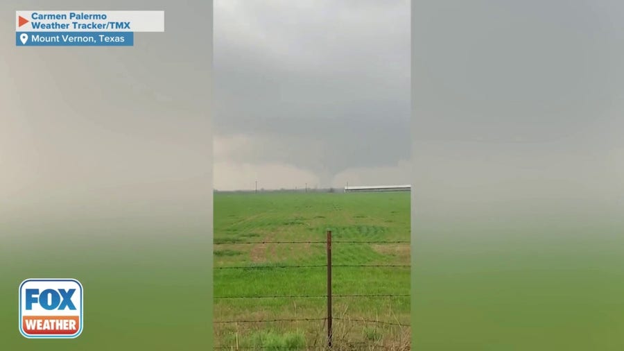 'Big tornado on the ground': Tornado spotted north of Mount Vernon, TX
