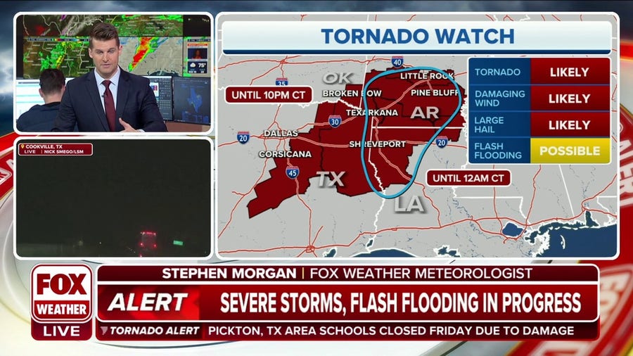 Tornado Watch extends for Arkansas and Louisiana