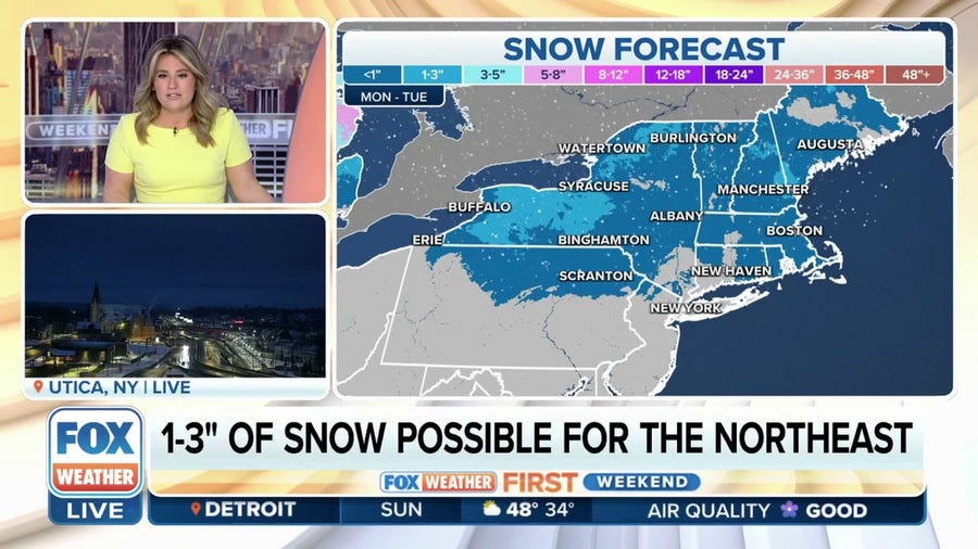 Northeast could see snow to start the workweek