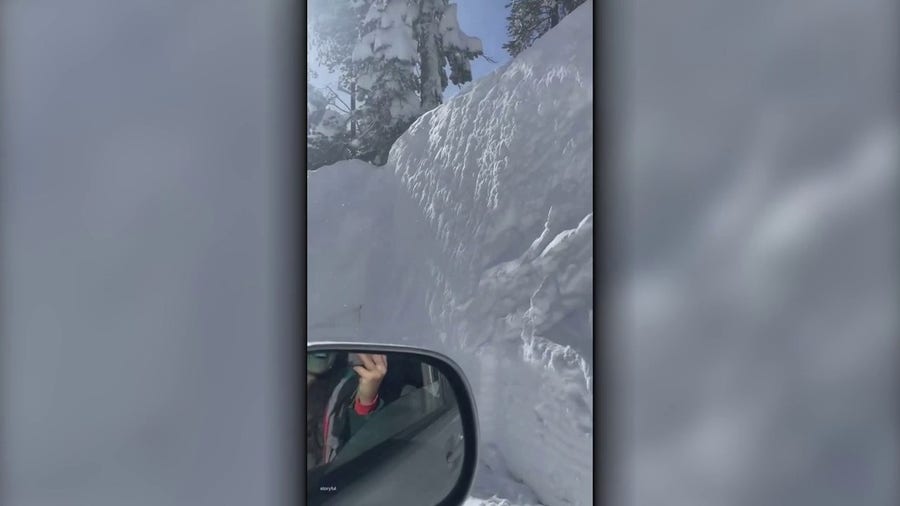 California resident drives through walls of snow