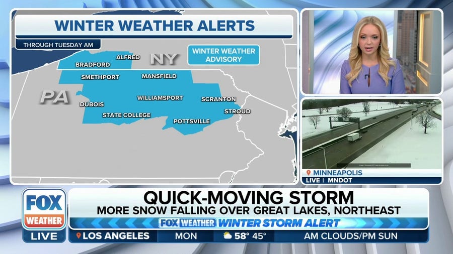 Winter weather advisories issued for New York, Pennsylvania