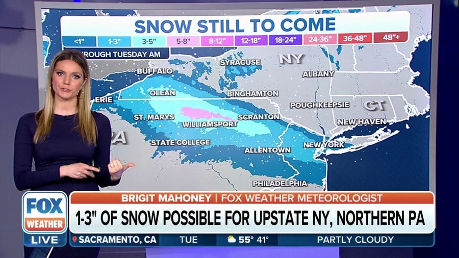 Early week snow for Pennsylvania, New York New Jersey