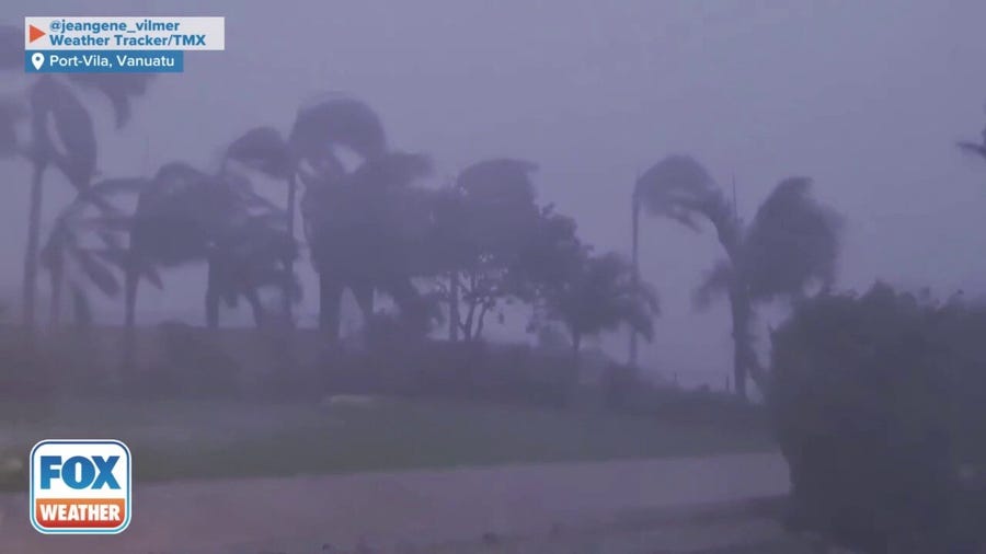 Destructive winds from Cyclone Kevin pass over Vanuatu
