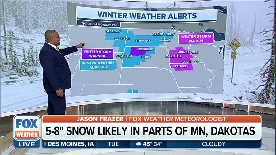 Heavy rain and snow bring alerts from Plains to the South