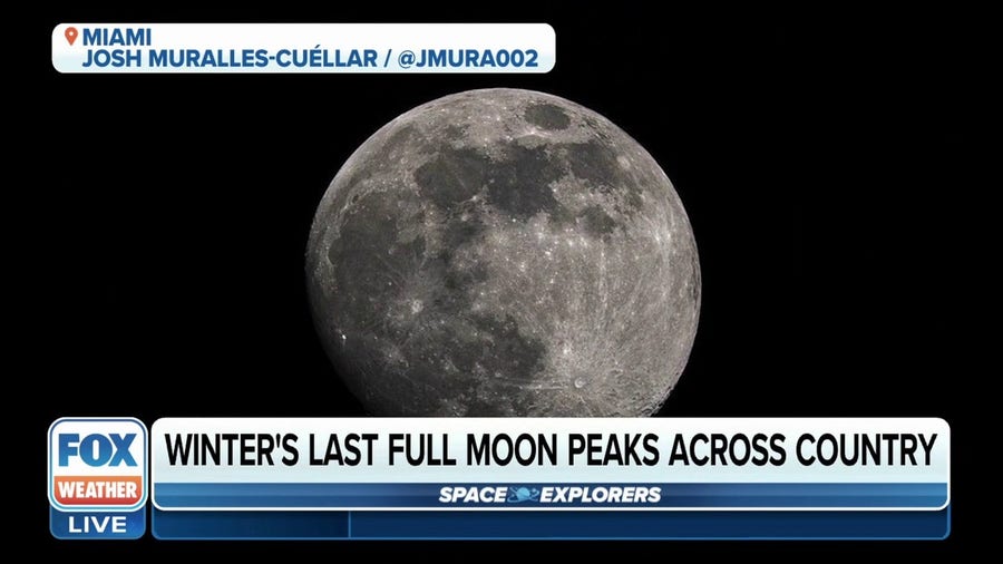 Winter's last full moon peaks across US