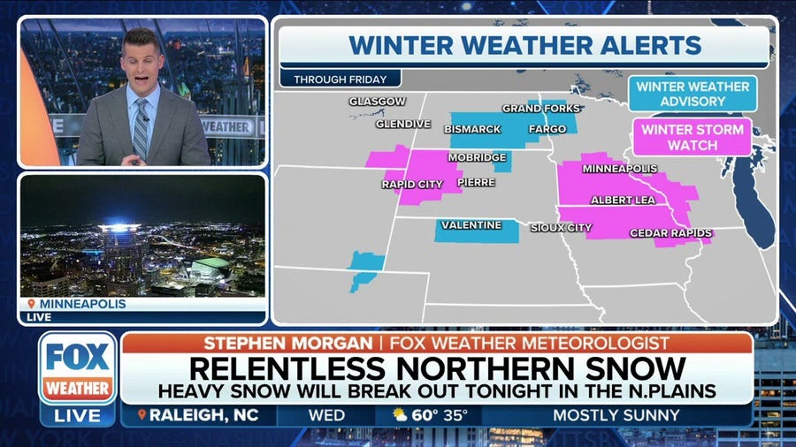 Heavy snow to fall in northern Plains, Upper Midwest