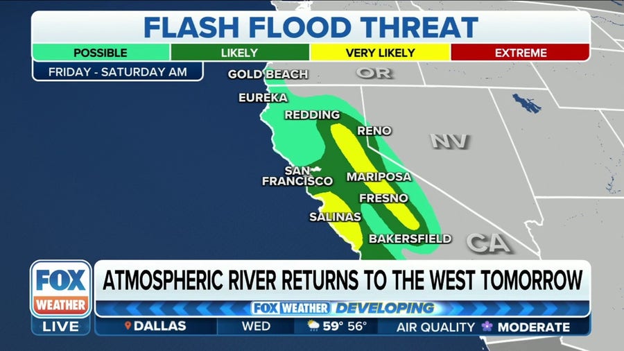 Atmospheric river to increase flood threat across California