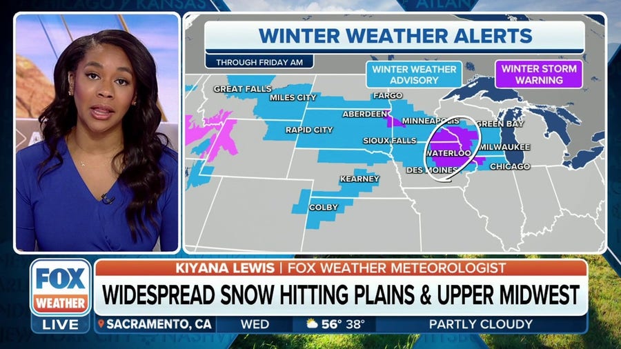 Snow hitting northern Plains and Upper Midwest