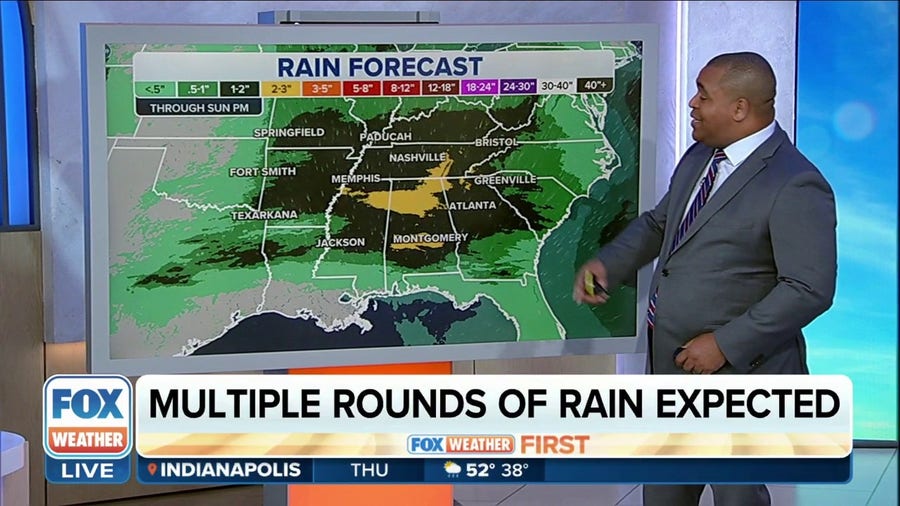 Flood threat increases Thursday as multiple rounds of rain move through parts of South