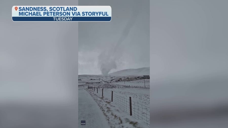 Rare phenomenon of a snow devil forms in Scotland