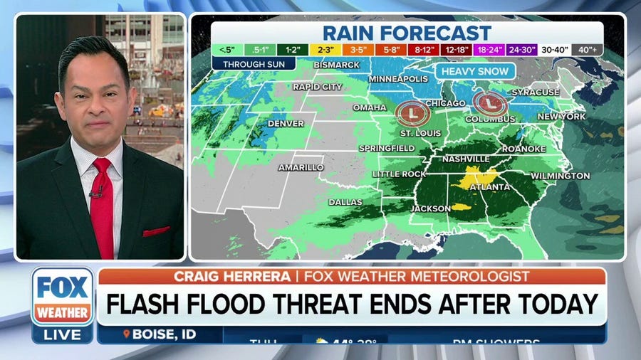 Flash flood threat ends after Thursday as rounds of rain move through Mississippi Valley