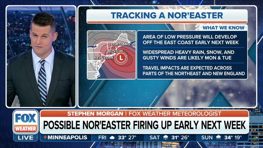 Potential nor'easter may produce impactful snow, disrupt travel