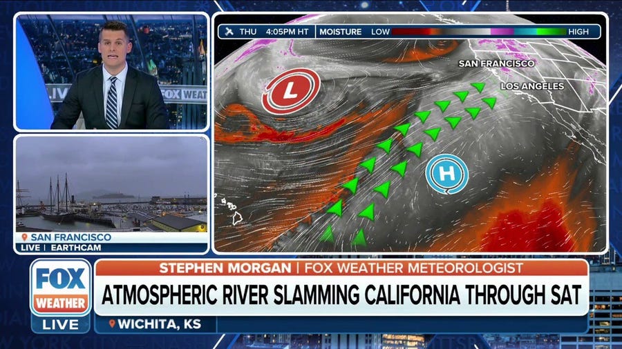 High risk of major flooding as atmospheric river targets California
