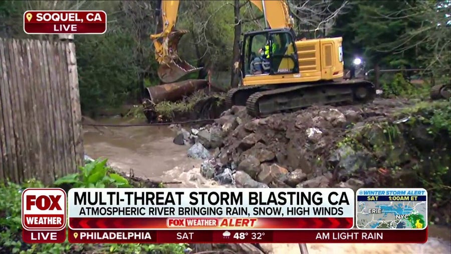Atmospheric river continues blasting California, threat of flooding very high
