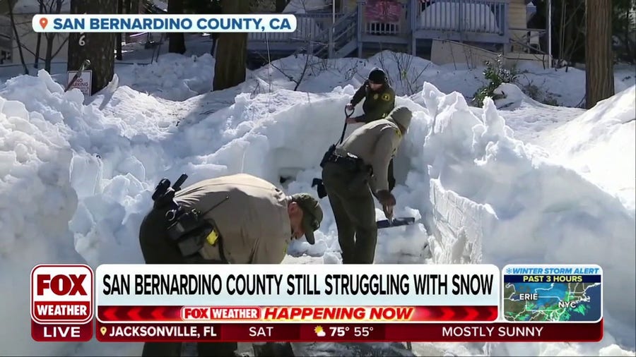 San Bernardino County, CA homes remain buried in snow