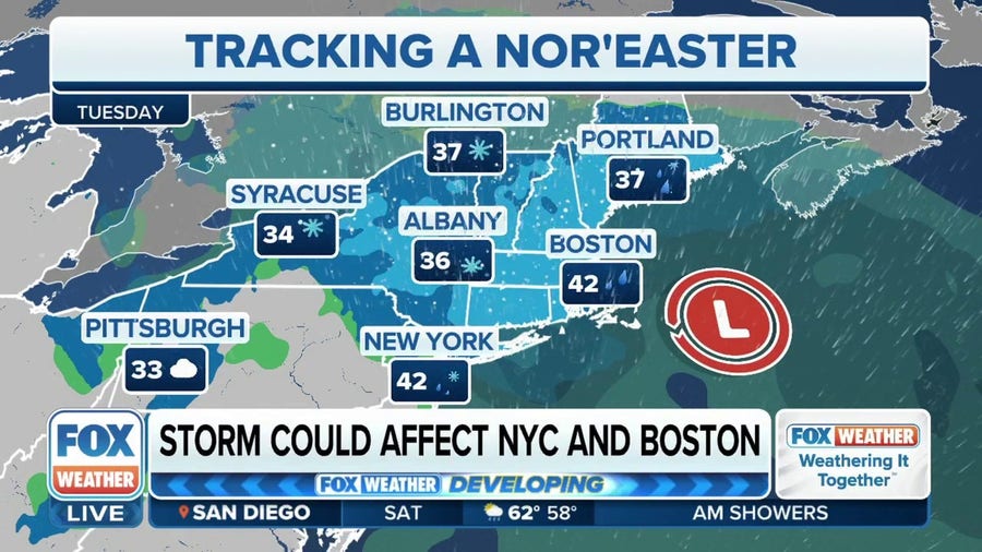 Incoming nor'easter could affect NYC, Boston