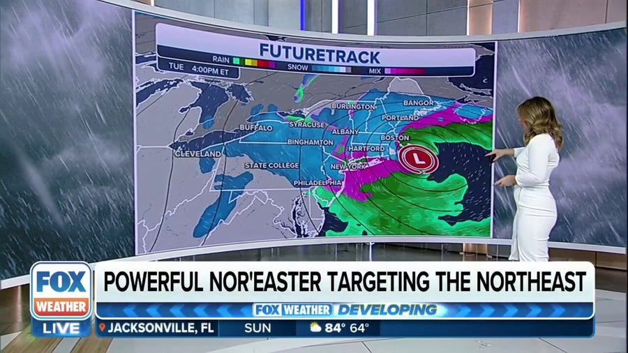 Powerful nor'easter takes aim at the Northeast with travel impacts along I-95 corridor