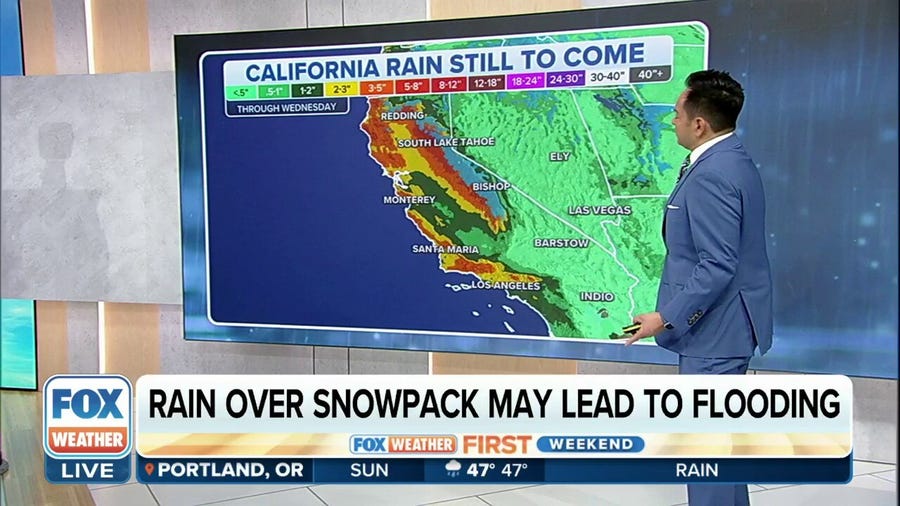 Heavy rain over snowpack may lead to flooding in California