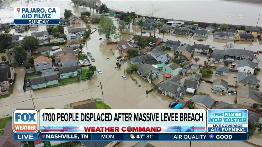 Thousands of people displaced after massive levee breach of Pajaro River during atmospheric river