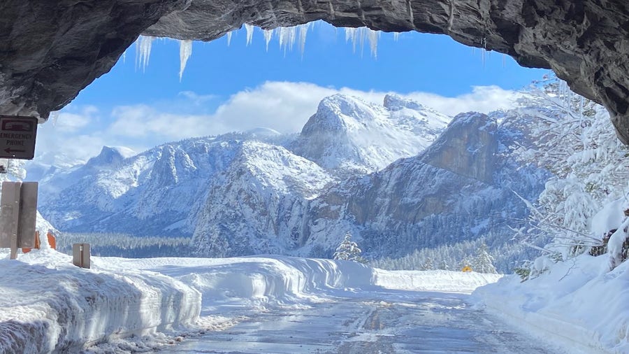 See Yosemite buried in snow as park remains closed indefinitely