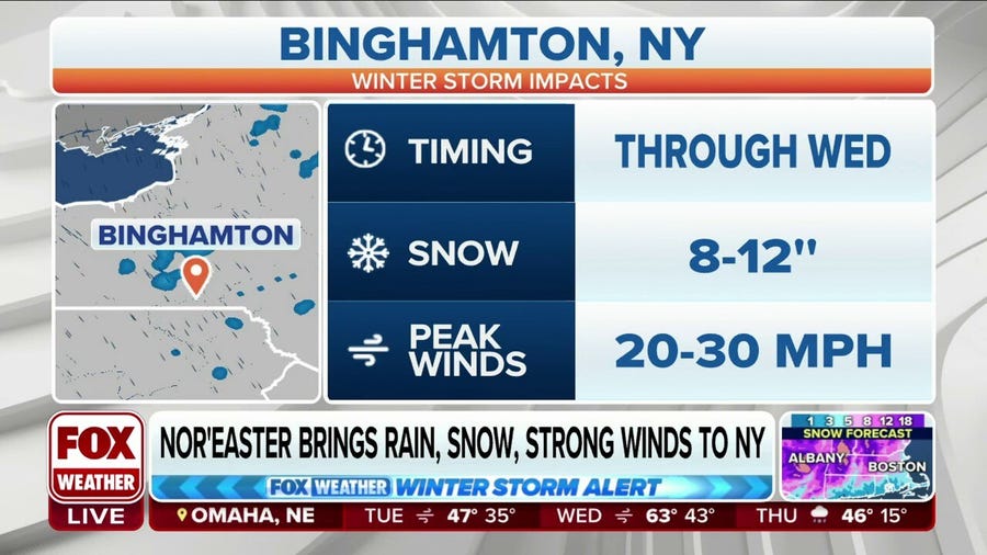 Nor'easter to produce heavy snow, high winds: NWS Binghamton