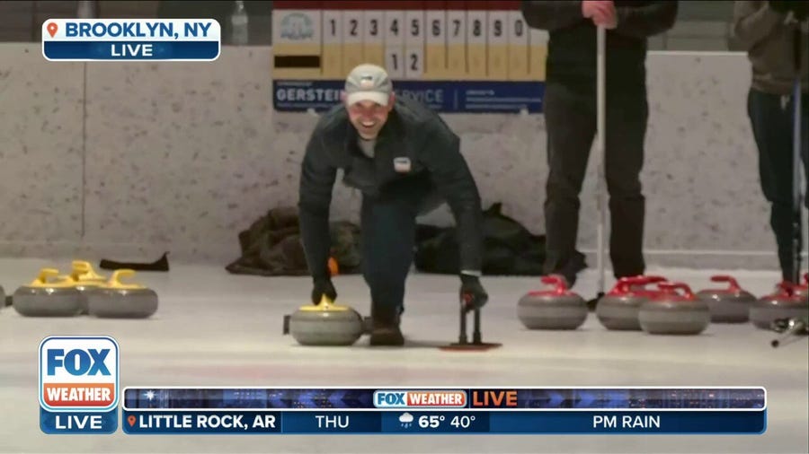FOX Weather's Nick Kosir hits the ice for some curling lessons