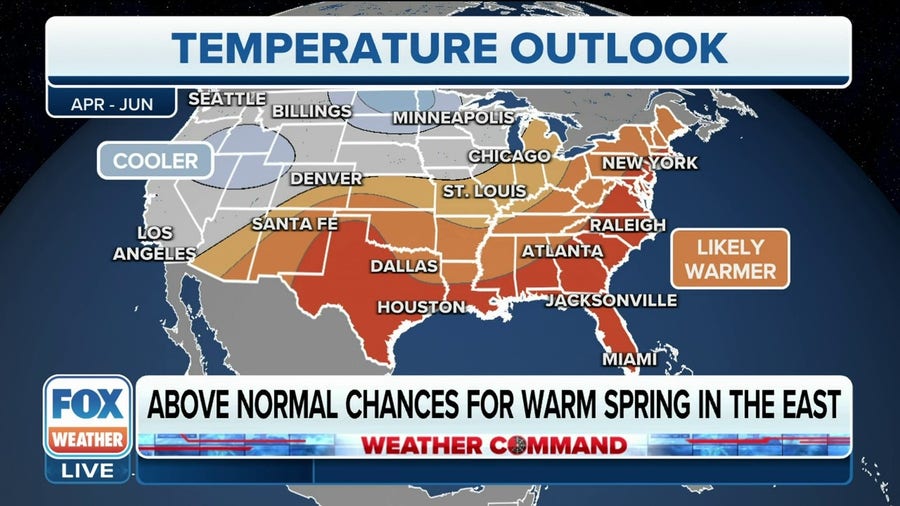 NOAA: East Coast will see above normal chances for warm spring